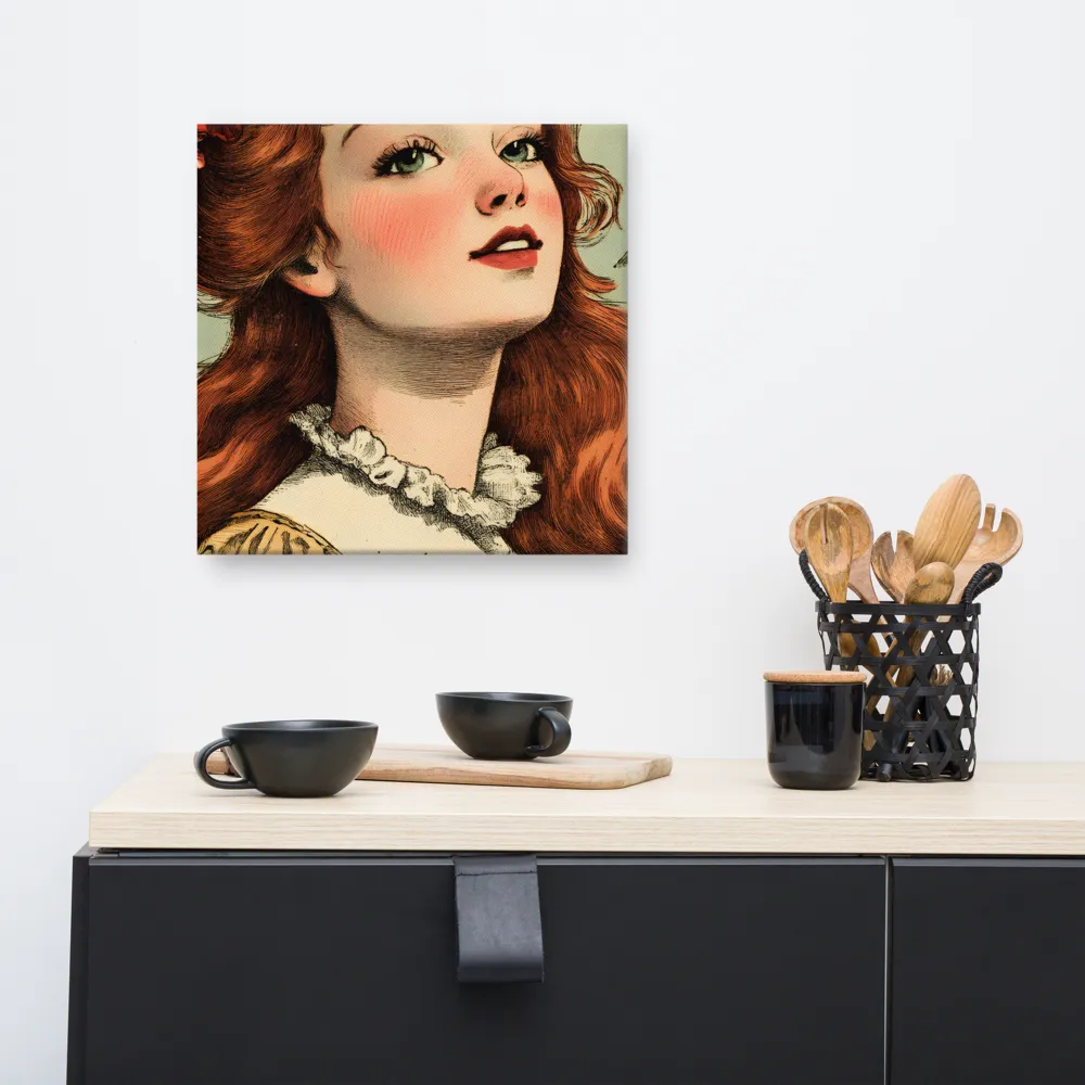 Whimsical Portrait of a Flower-Adorned Girl | Canvas | 16″×16″