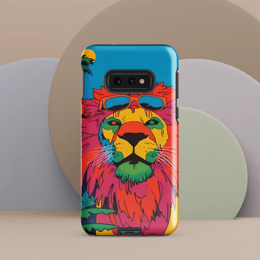 Lion with Sunglasses: A Vibrant Tropical Portrait