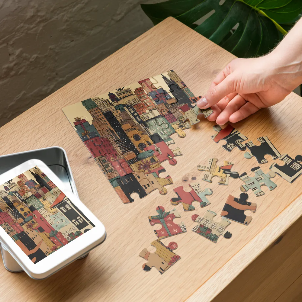 Wrapped City 
 Jigsaw Puzzle in Tin Box