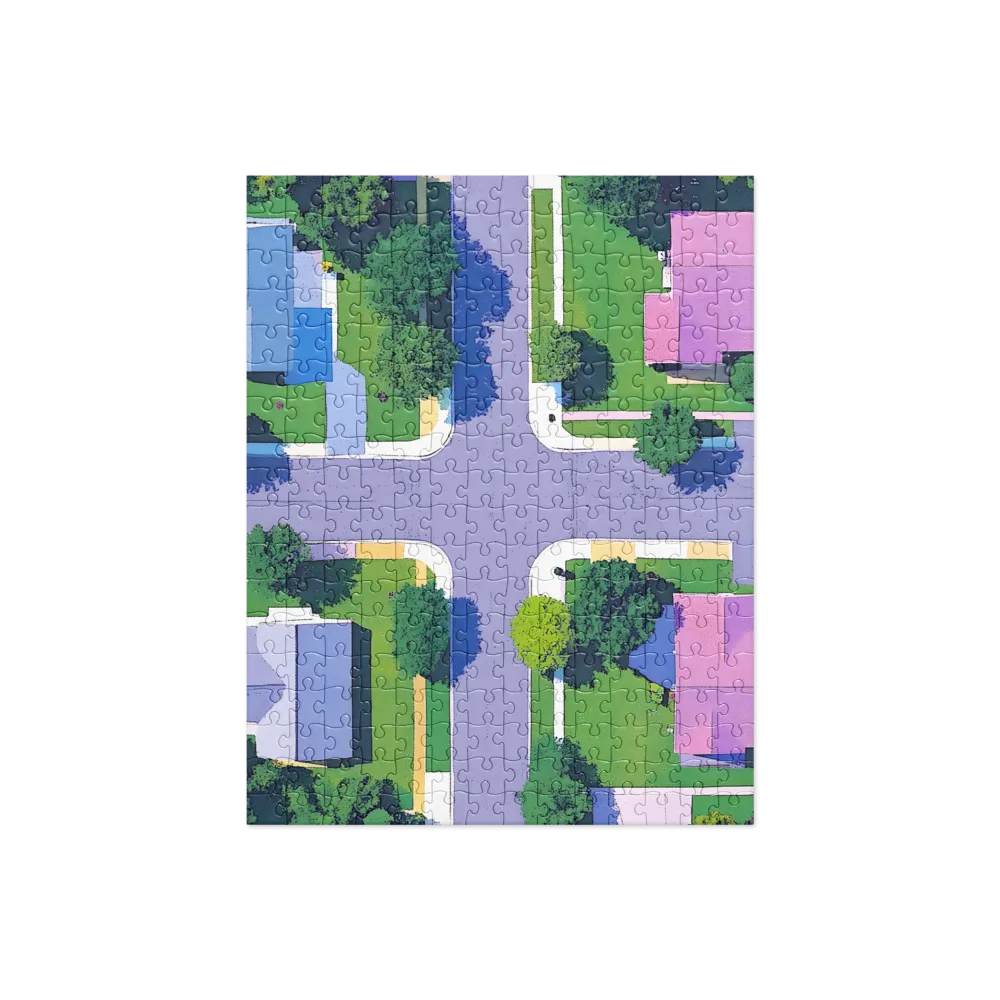 Aerial Harmony: Suburban Crossroads | Jigsaw Puzzle | 252 pieces