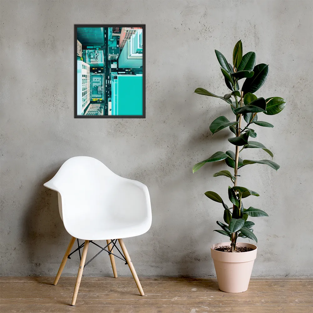 Urban Geometry: Aerial Perspective | Poster with Black Frame | 18″×24″