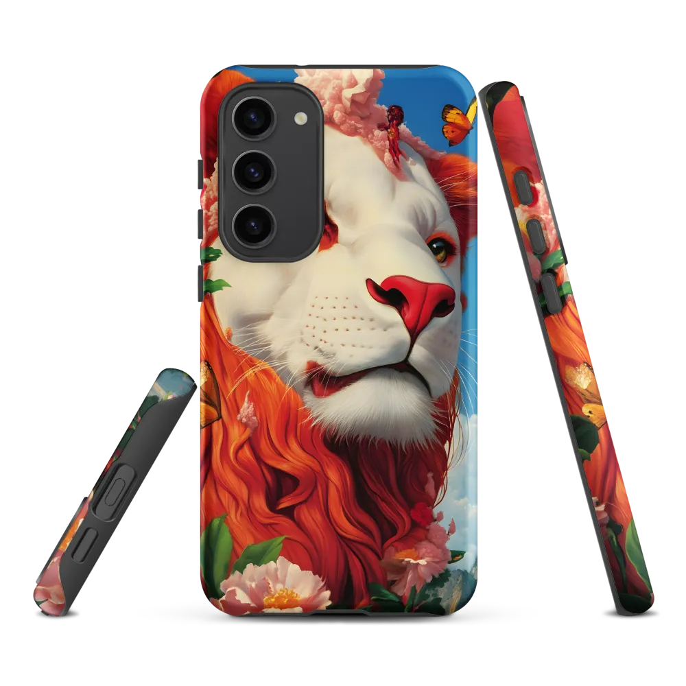 Majestic Lion Amidst Floral Splendor
