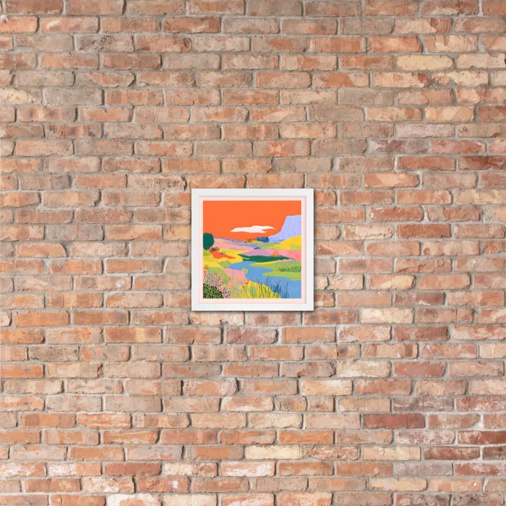 Orange Sky Meadow 
 Poster with White Frame | 12″x 12″