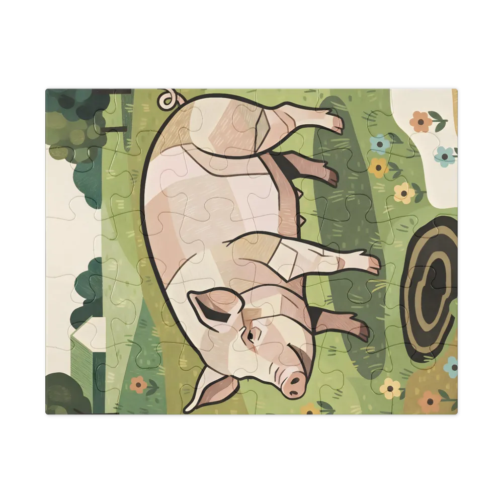Meadow Pig 
 Jigsaw Puzzle in Tin Box