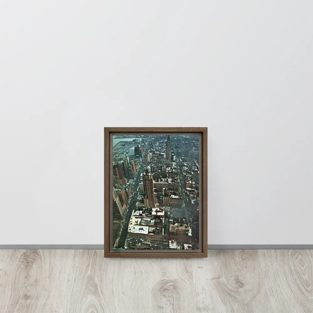 Aerial Symphony of Urban Life | Canvas with Brown Frame | 9″×12″