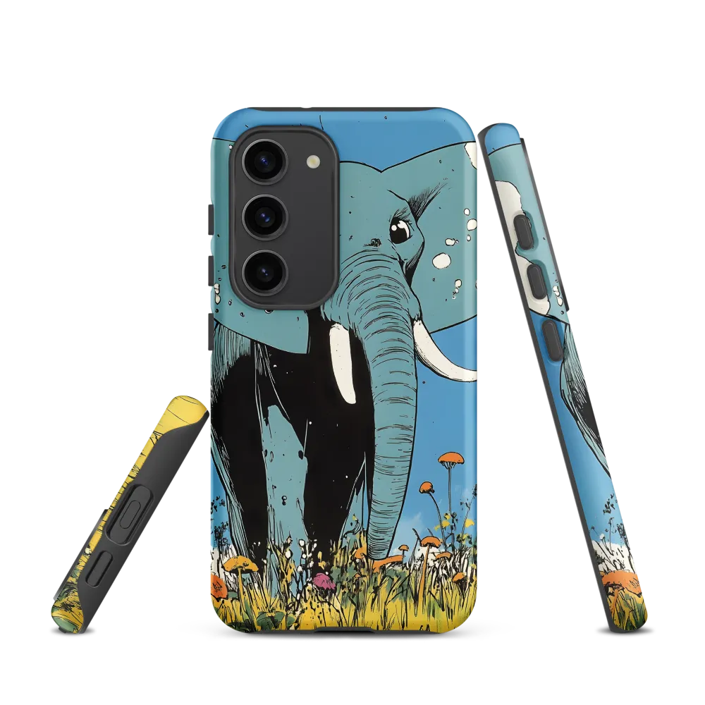 Whimsical Blue Elephant in Bloom