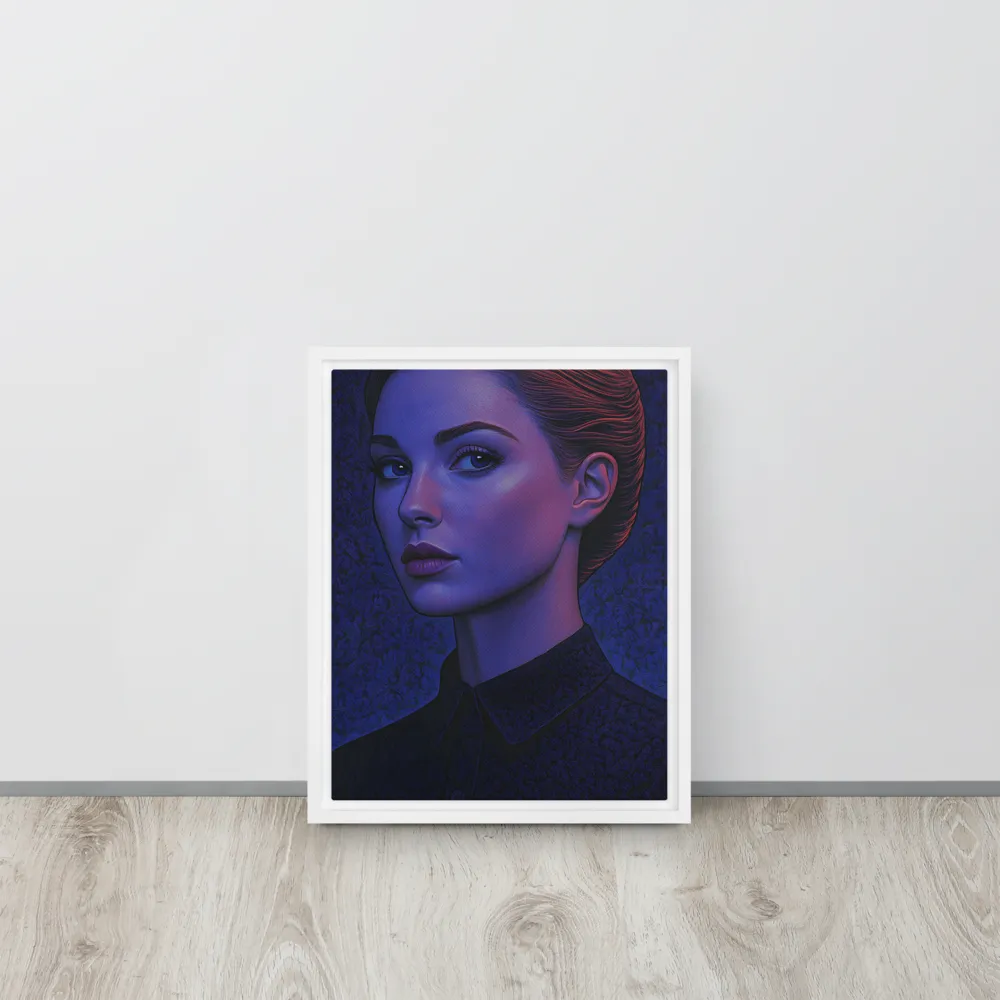 Ethereal Portrait in Blue and Red | Canvas with White Frame | 11″×14″