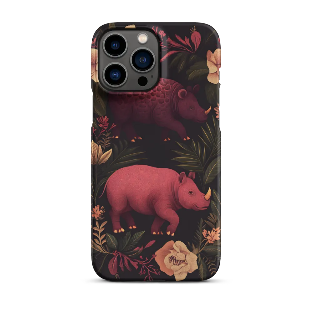 Rhinos in Floral Embrace