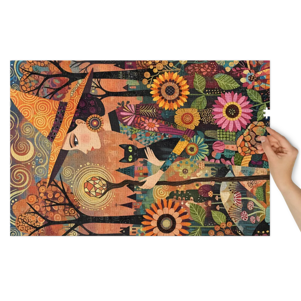 The Witch's Vibrant Garden 
 Jigsaw Puzzle in Tin Box