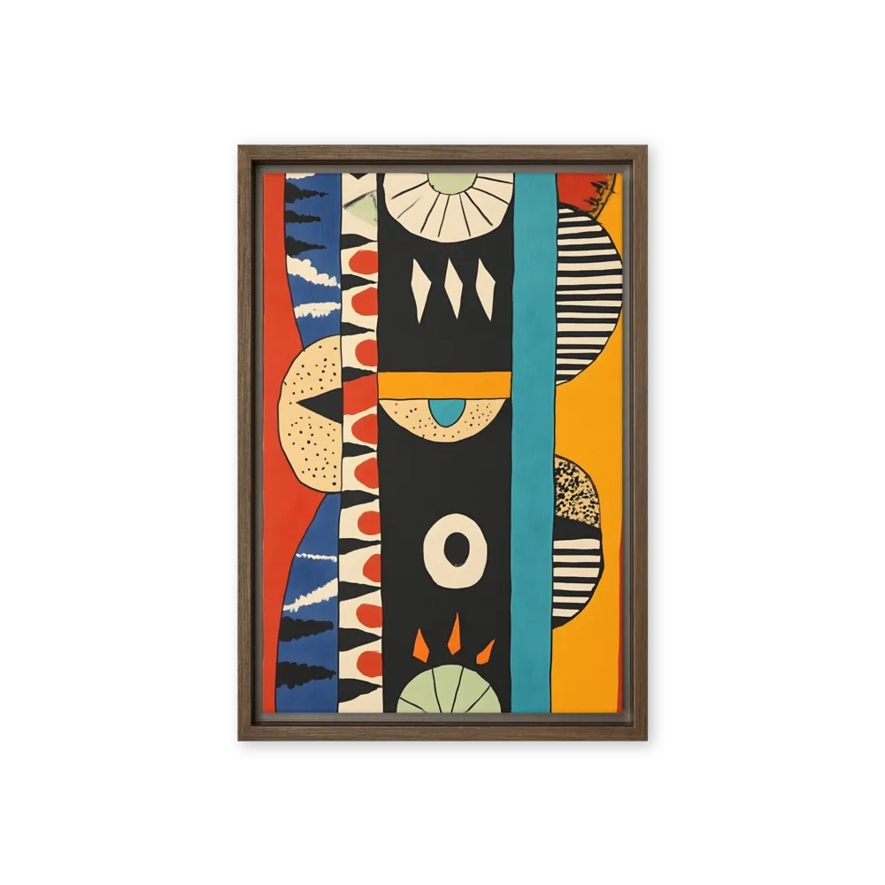 Playful Geometry: A Modern Abstract Exploration | Canvas with Brown Frame | 12″×18″