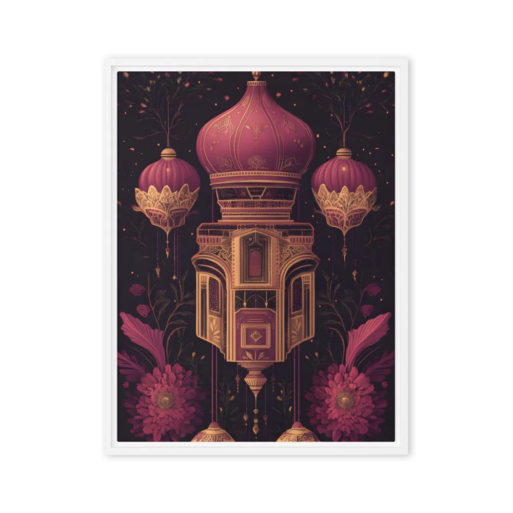 Ornate Harmony: A Digital Floral Architecture | Canvas with White Frame | 24″×32″