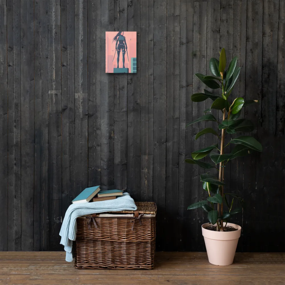 Urban Sentinel: A Warrior's Stand | Thin Canvas | 9″×12″