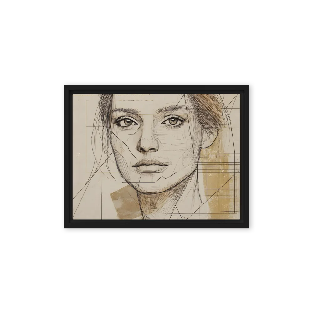 Geometric Elegance: A Modern Portrait | Canvas with Black Frame | 12″×16″