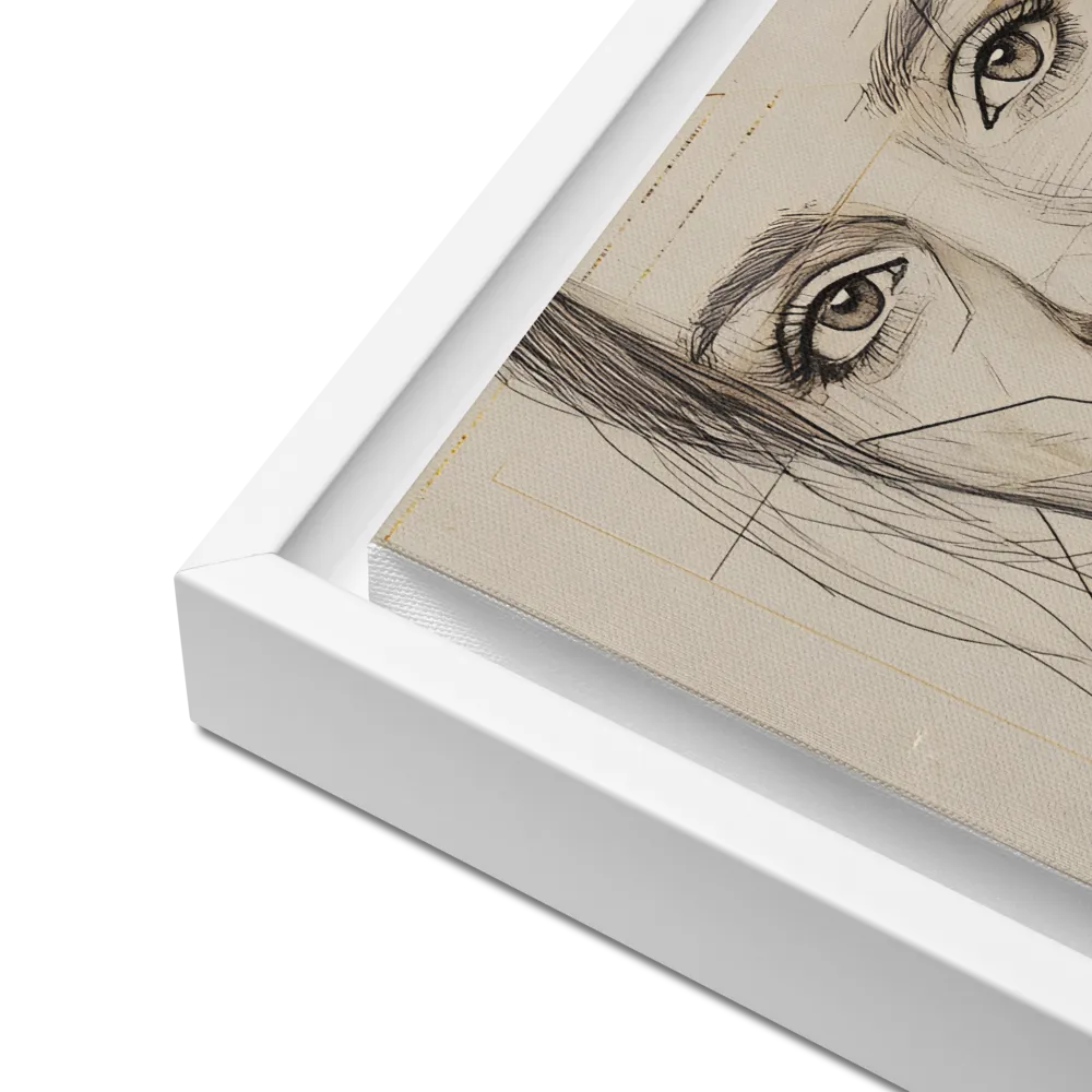 Geometric Elegance: A Modern Portrait | Canvas with White Frame | 12″×16″