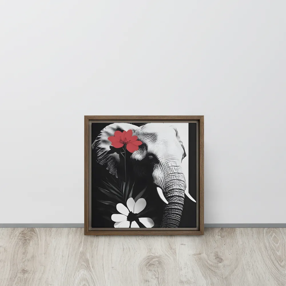 Elephant Harmony | Canvas with Brown Frame | 12″×12″
