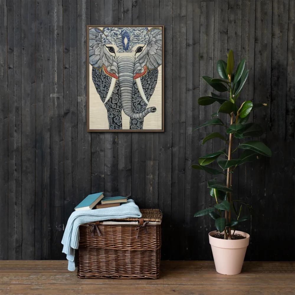 Majesty of the Elephant | Canvas with Brown Frame | 20″×28″