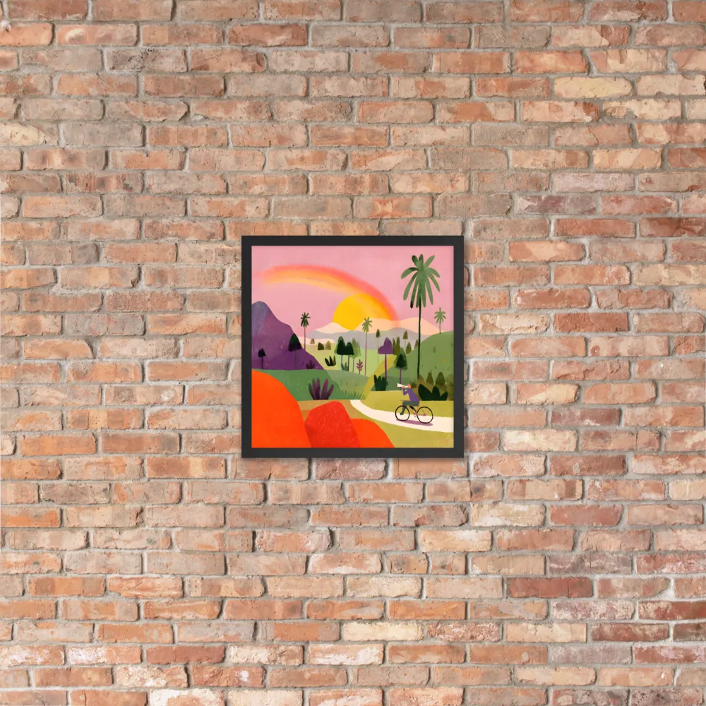 Sunlit Bicycle Ride 
 Poster with Black Frame | 16″x 16″