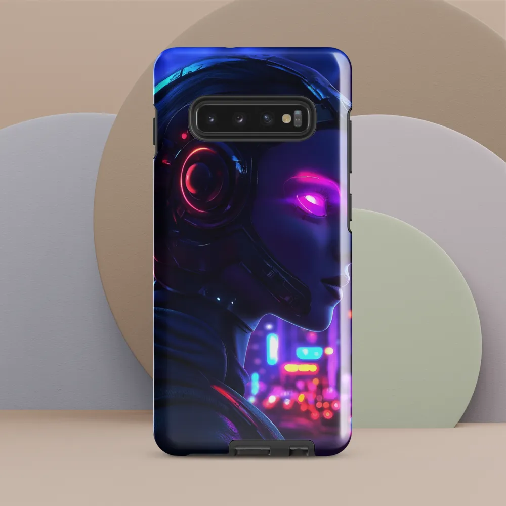 Neon Dreams: A Cyborg's Mystique | Phone Case |  S10 Plus | Tough Case | Glossy