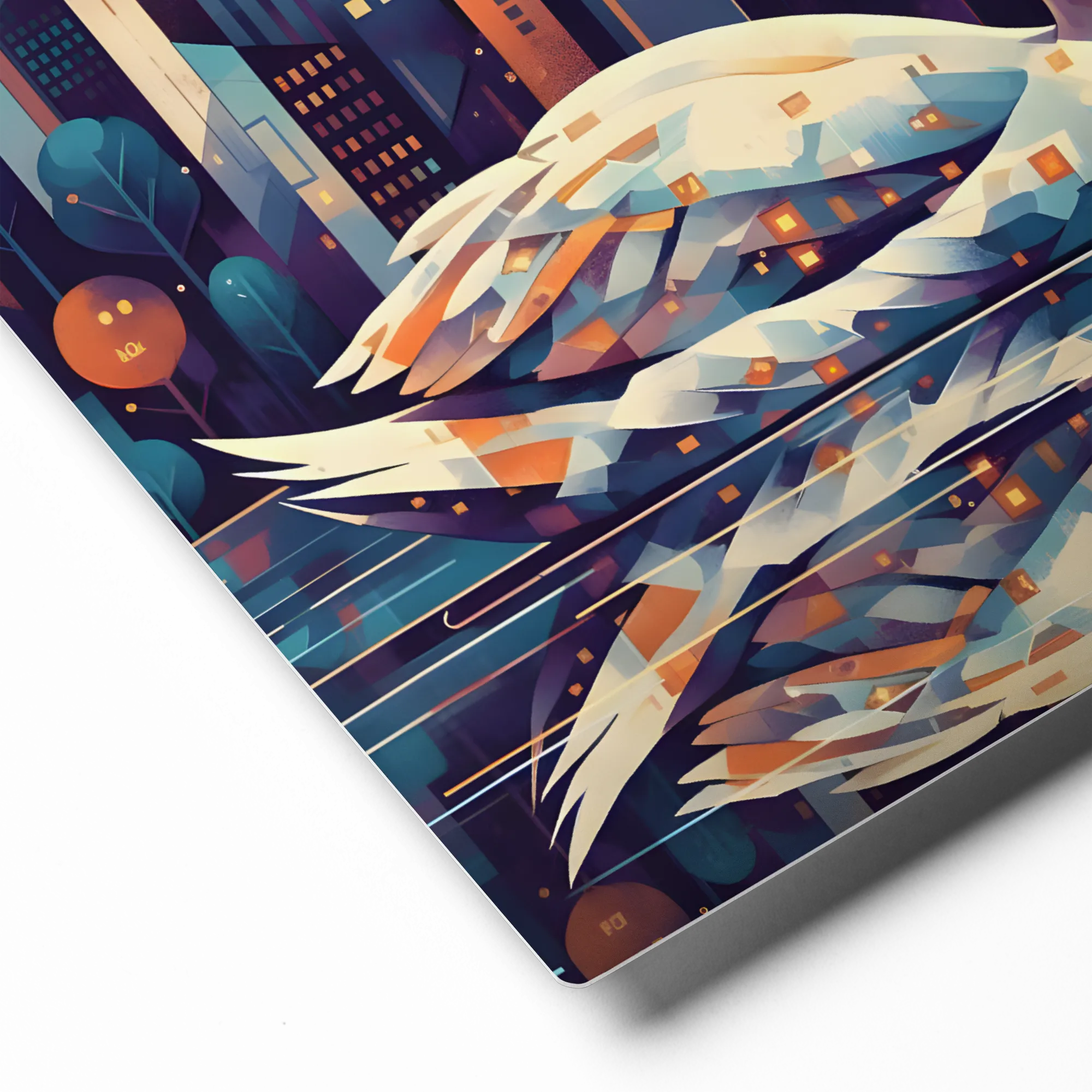 Geometric Swan Cityscape 
 Metal Print | 8″x 10″