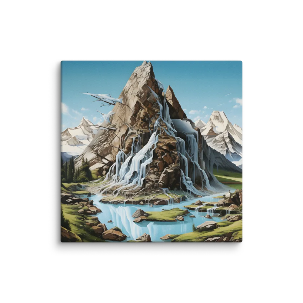 Majestic Cascade: A Mountain Masterpiece | Canvas | 32″×32″