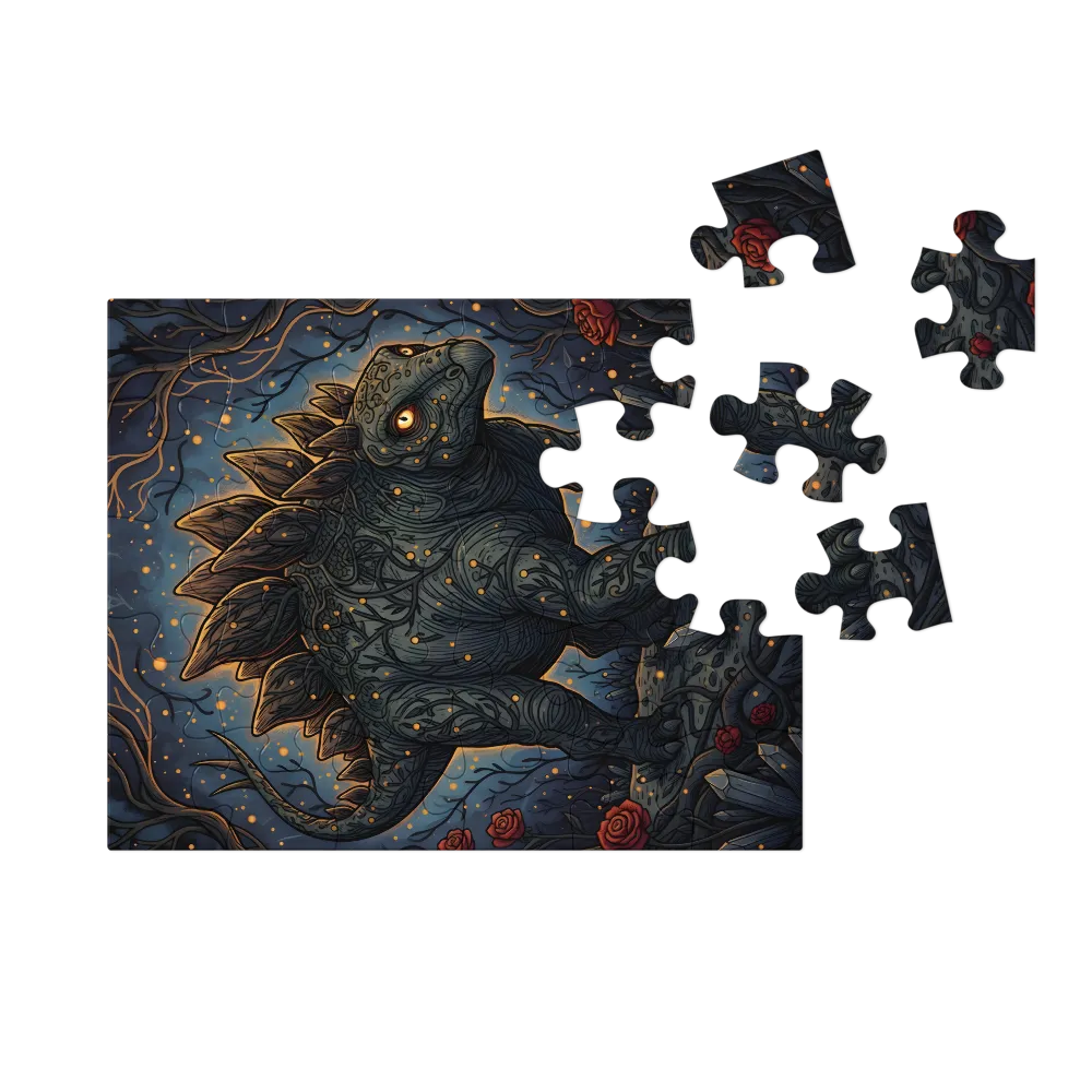 Moonlit Stegosaur 
 Jigsaw Puzzle in Tin Box