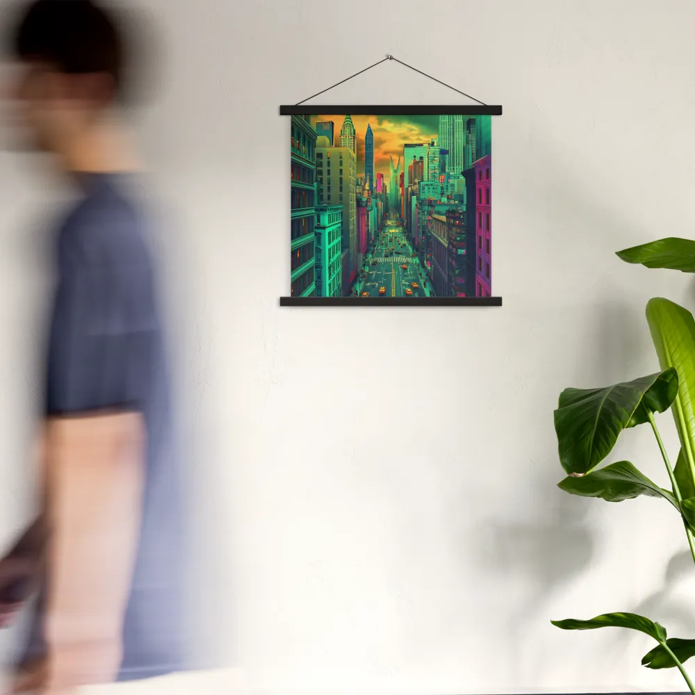 Urban Surrealism: Neon Dreams | Poster With Black Wood Hanger | 18″×18″