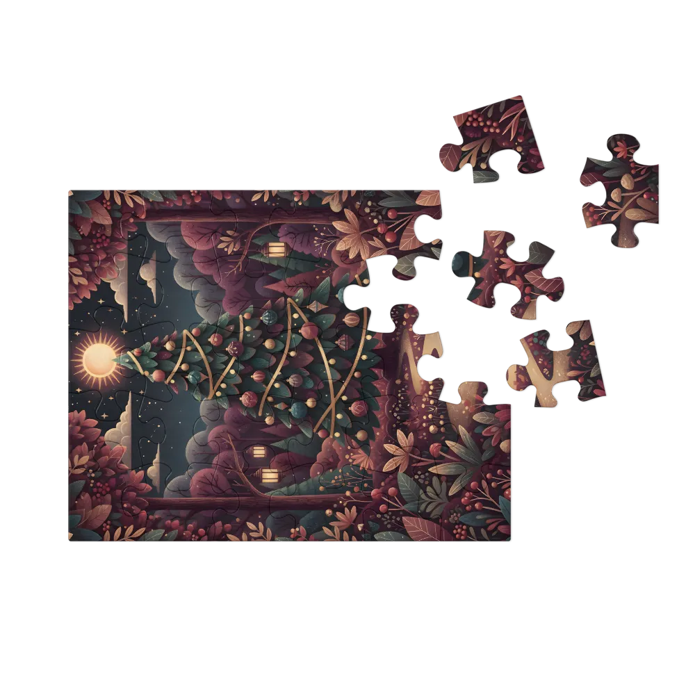 Moonlit Christmas Tree 
 Jigsaw Puzzle in Tin Box