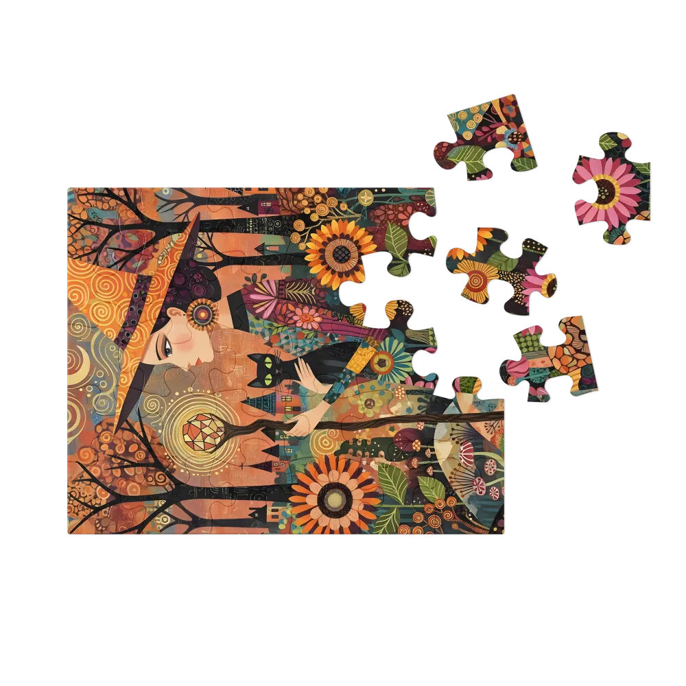 Sunflower Witch 
 Jigsaw Puzzle in Tin Box