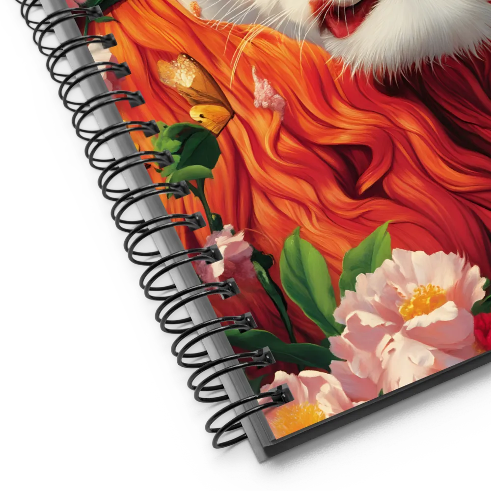 Majestic Lion Amidst Floral Splendor | Spiral Notebook