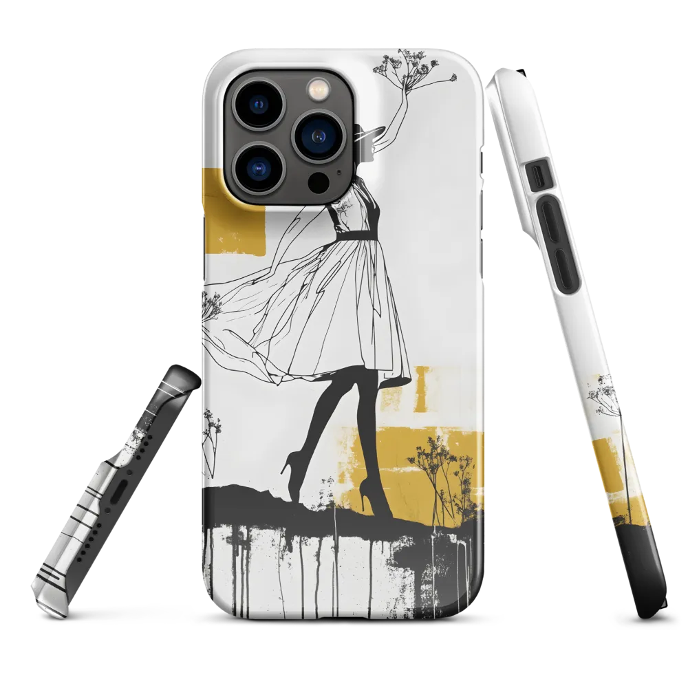 Ochre Silhouette — Woman with Wildflowers