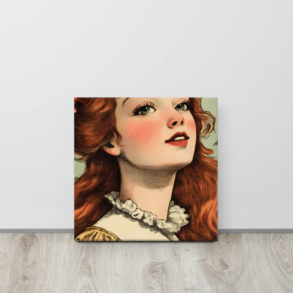 Whimsical Portrait of a Flower-Adorned Girl | Canvas | 16″×16″