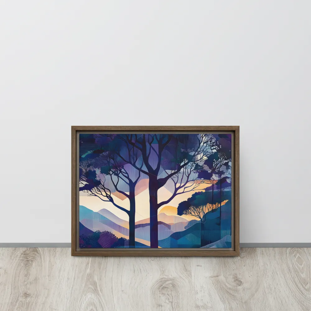 Tranquil Geometry: A Journey Through Color | Canvas with Brown Frame | 12″×16″