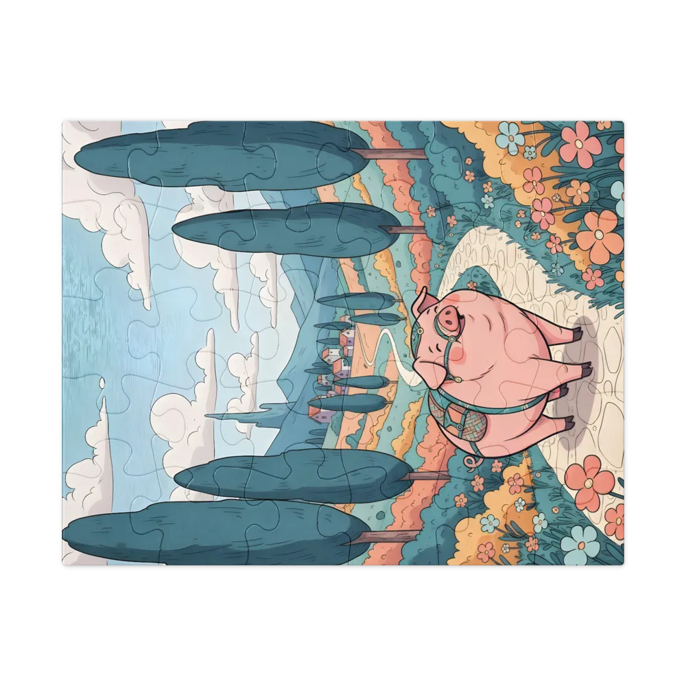 Wandering Pig 
 Jigsaw Puzzle in Tin Box