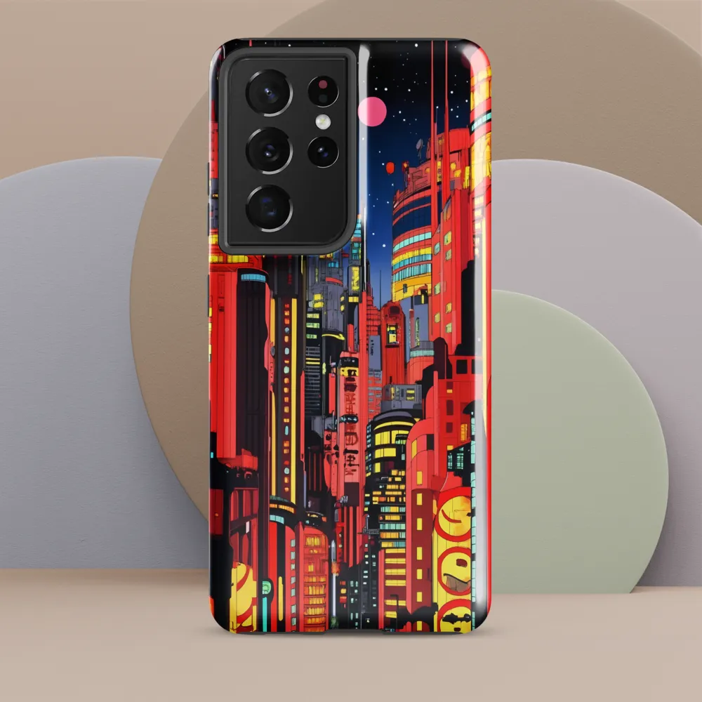 Neon Dreams: A Cyberpunk Cityscape | Phone Case |  S21 Ultra | Tough Case | Glossy