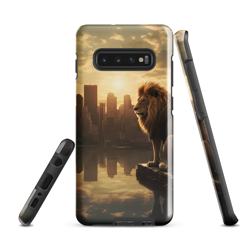 The Lion's Gaze Over the Urban Symphony | Phone Case |  S10 Plus | Tough Case | Glossy