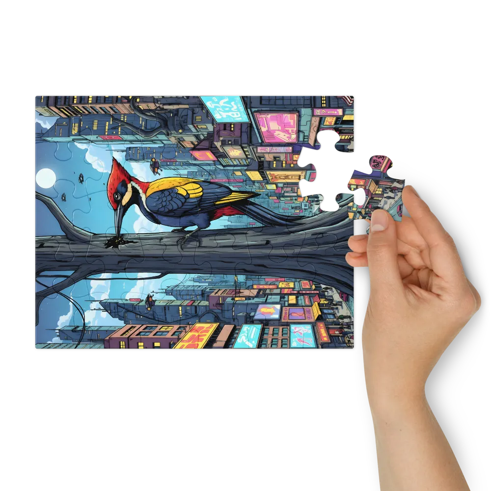 Neon Woodpecker 
 Jigsaw Puzzle in Tin Box