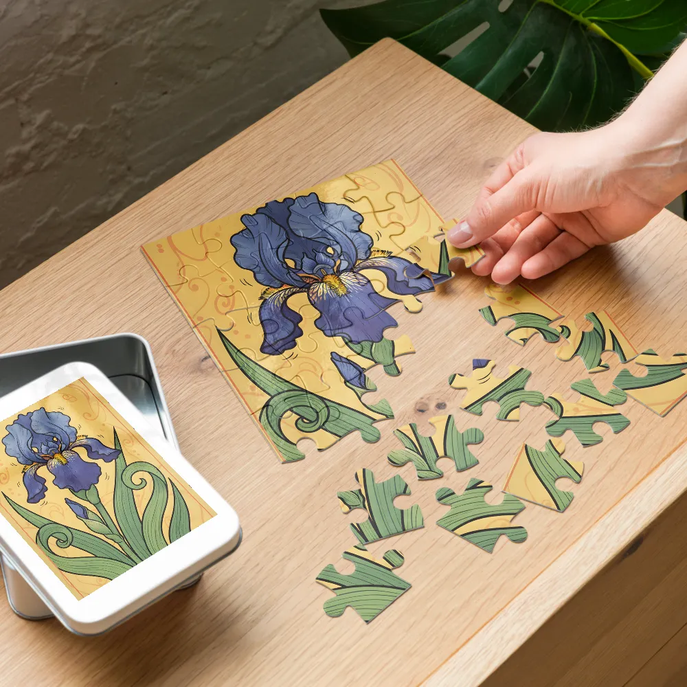 Art Nouveau Iris 
 Jigsaw Puzzle in Tin Box