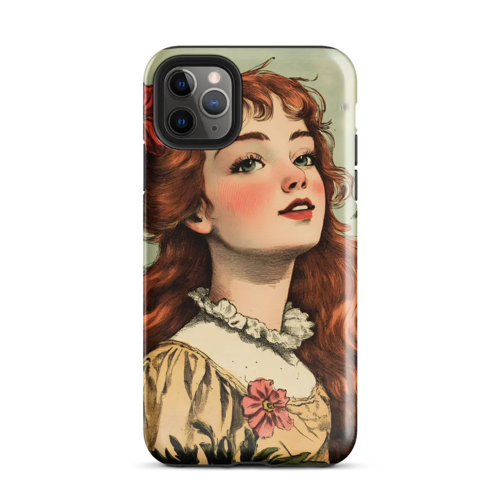 Whimsical Portrait of a Flower-Adorned Girl | Phone Case |  11 Pro Max | Tough Case | Glossy