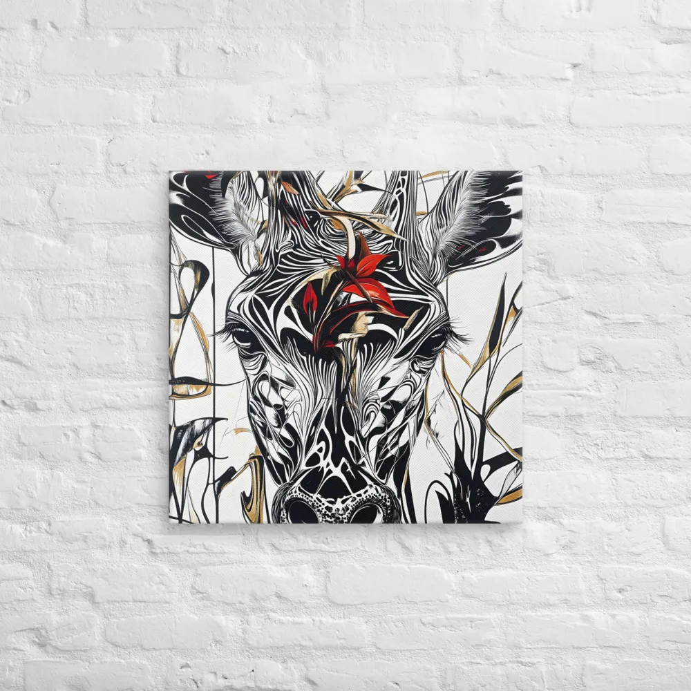 Floral Elegance: The Giraffe's Portrait | Canvas | 24″×24″
