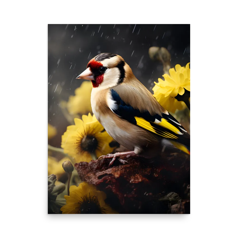 Harmony in Nature: A Goldfinch Amidst Blooms