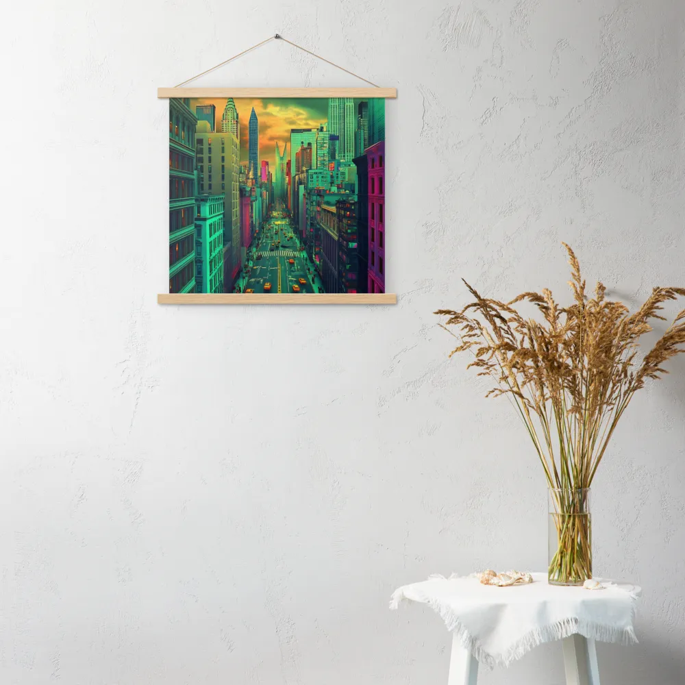 Urban Surrealism: Neon Dreams | Poster With Oak Wood Hanger | 18″×18″