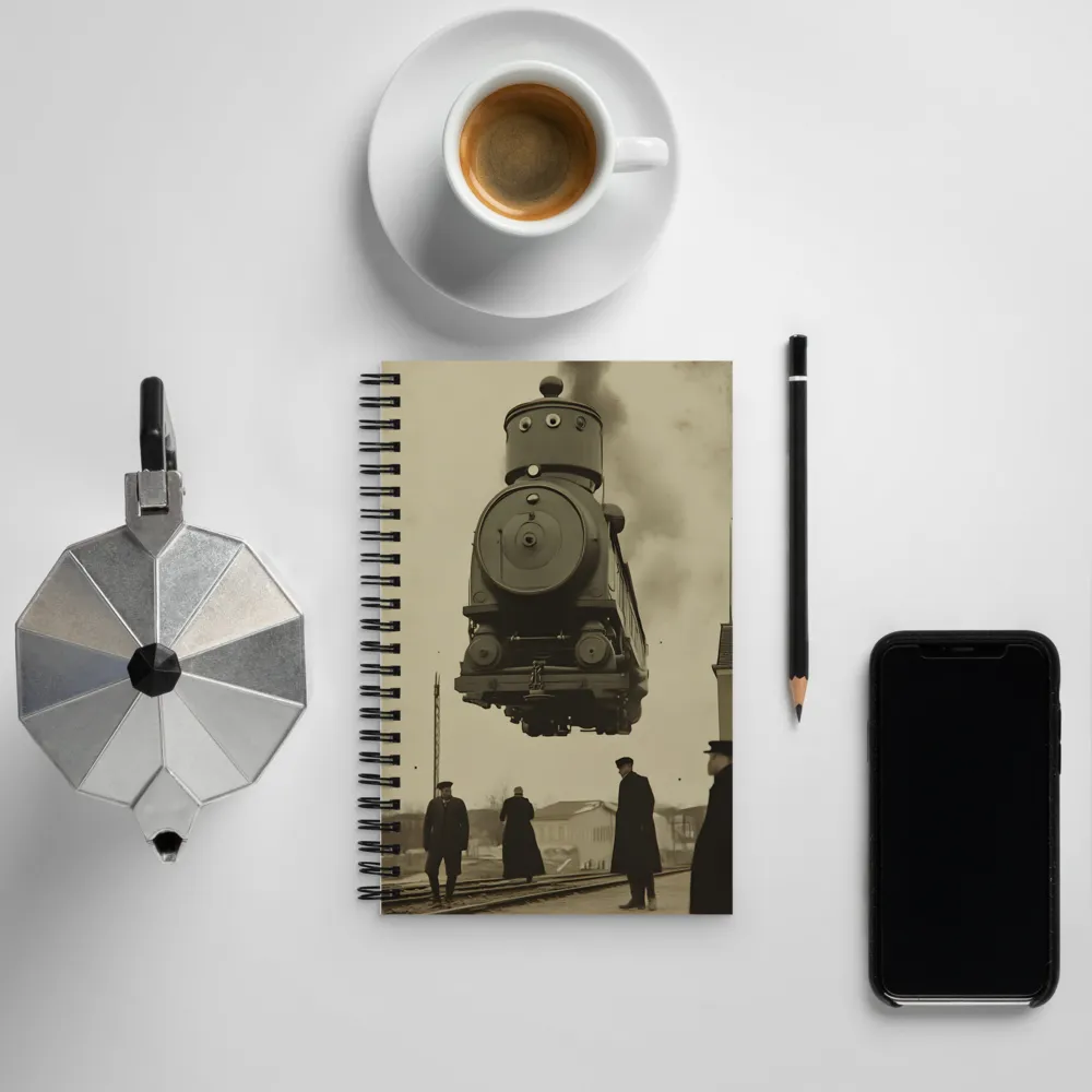 Suspended Reality: The Hovering Locomotive | Spiral Notebook