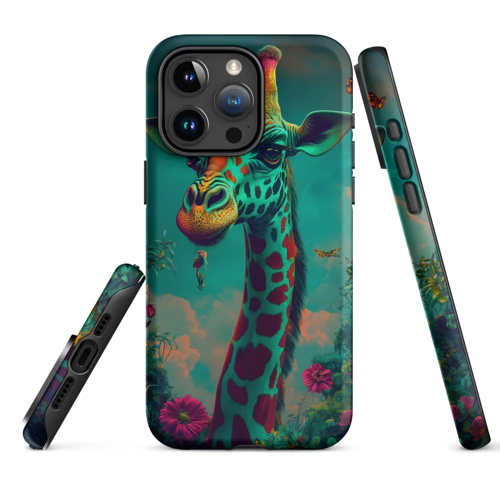 Whimsical Giraffe Among Blossoms | Phone Case |  15 Pro Max | Tough Case | Matte