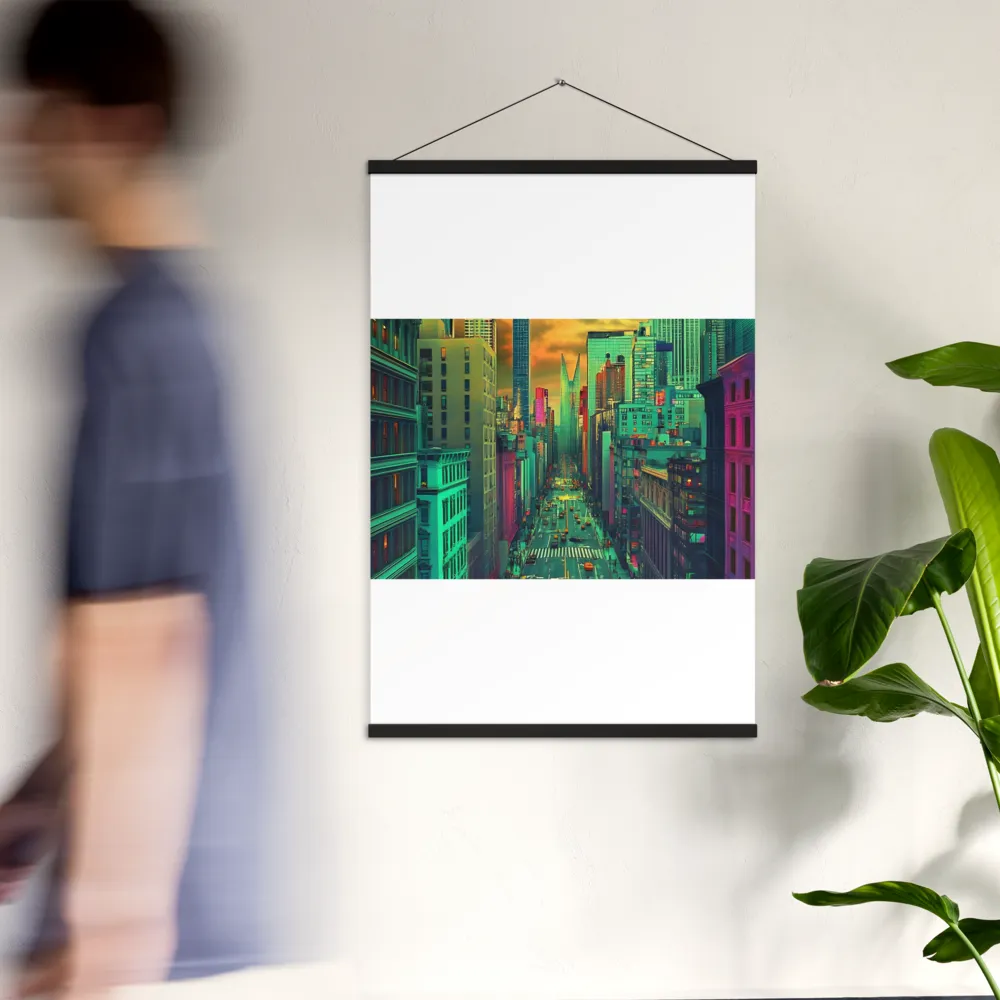 Urban Surrealism: Neon Dreams | Poster With Black Wood Hanger | 24″×36″