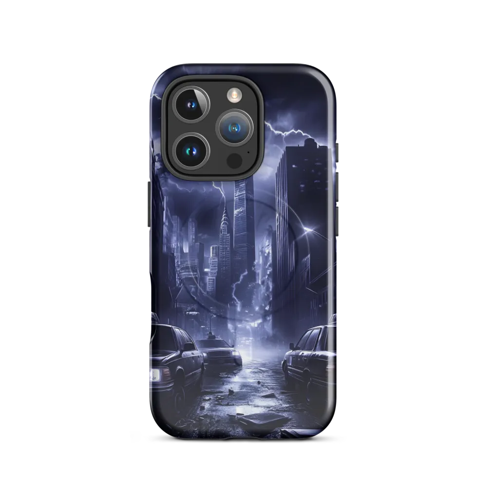 Stormy Cityscape: Shadows of the Night | Phone Case |  16 Pro | MagSafe® Tough Case | Glossy