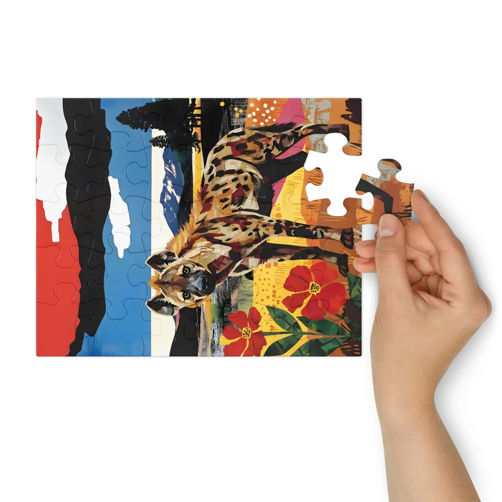 Hyena in Bloom 
 Jigsaw Puzzle in Tin Box