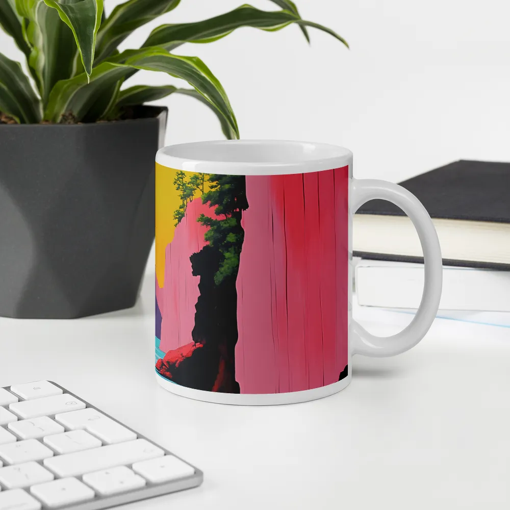 Dreamscape of Pink Cliffs and Turquoise Waters | Mugs | Multiple Sizes & Colors