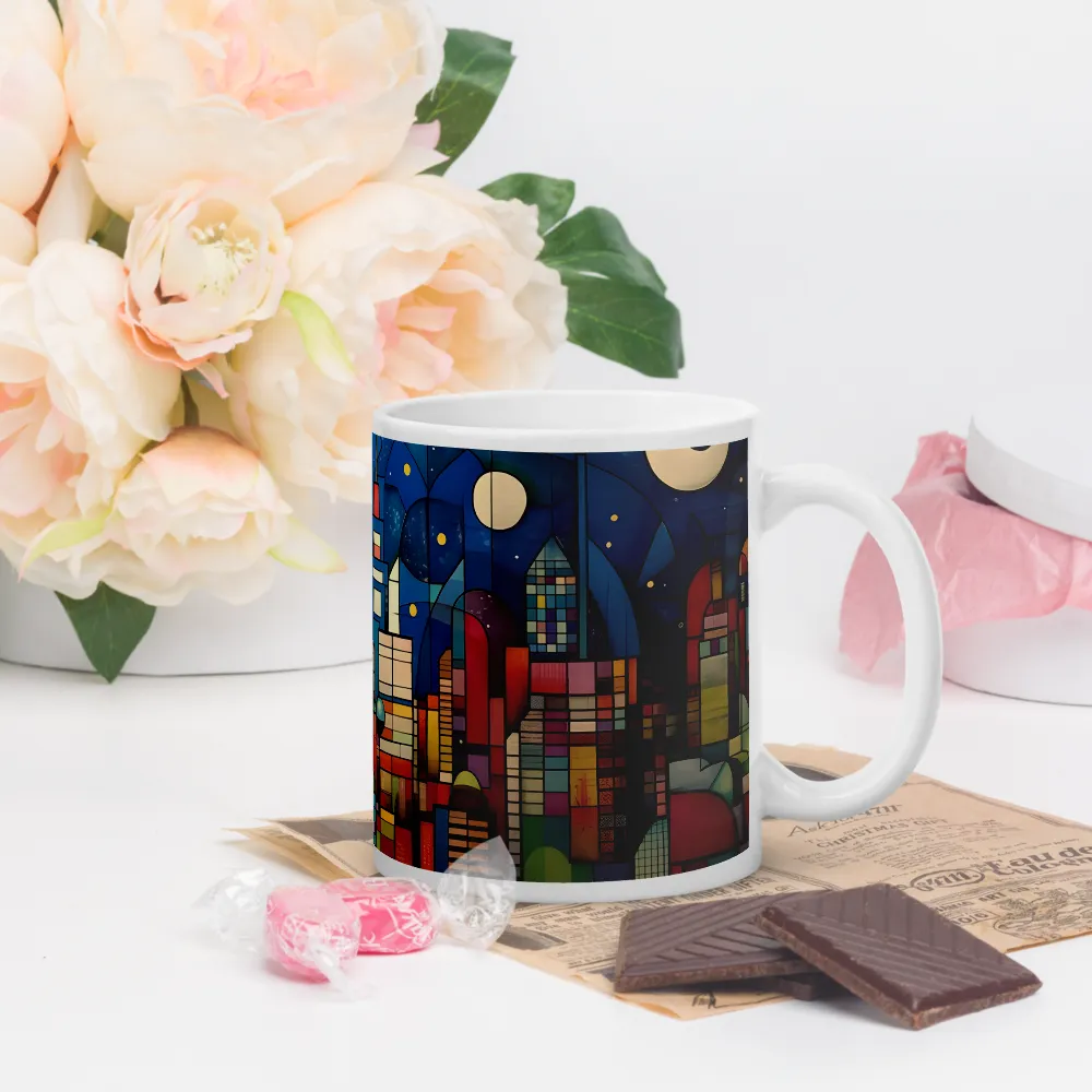 Geometric Harmony: A Vibrant Cityscape | Mugs | Multiple Sizes & Colors