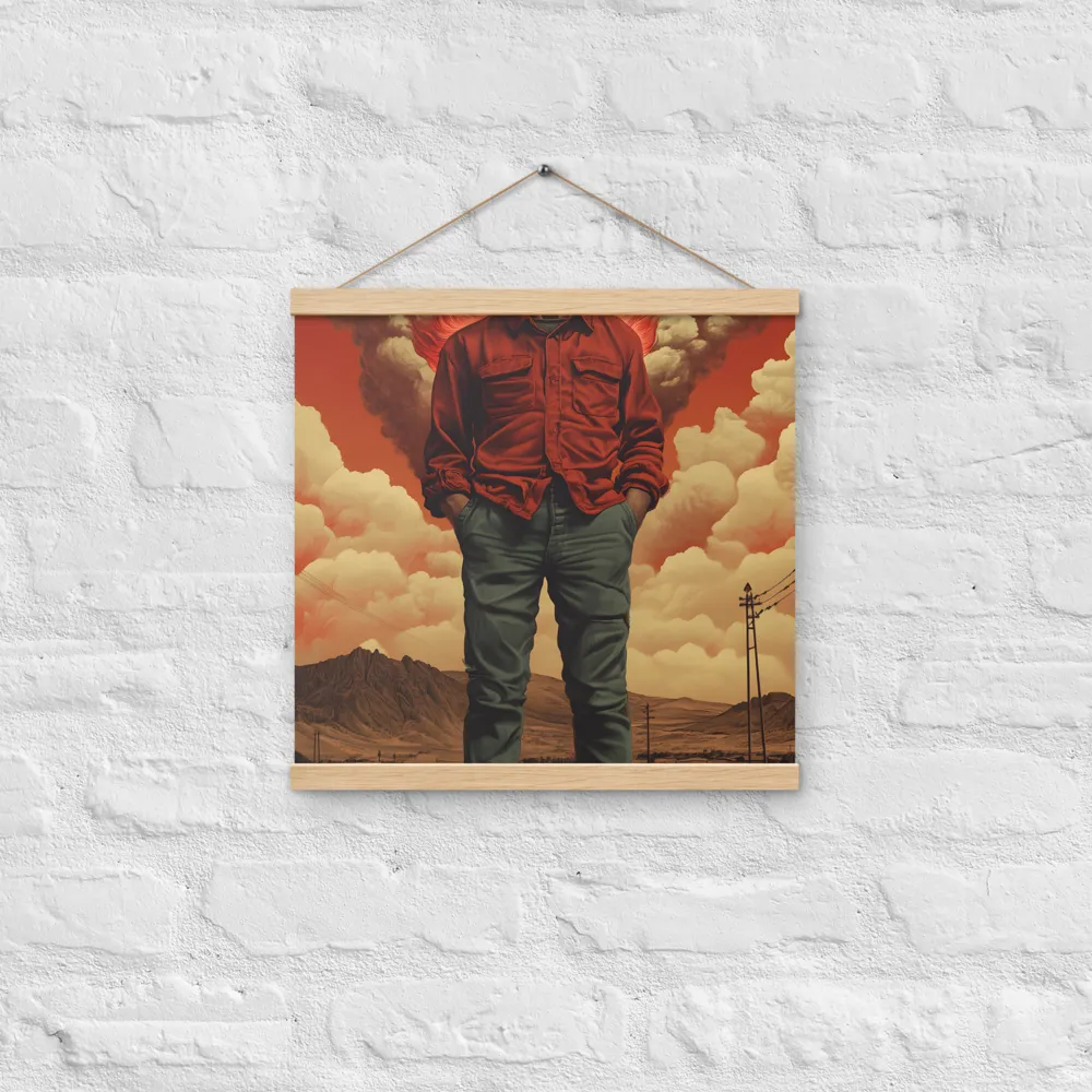 Defiant Spirit in a Surreal Landscape | Poster With Oak Wood Hanger | 16″×16″