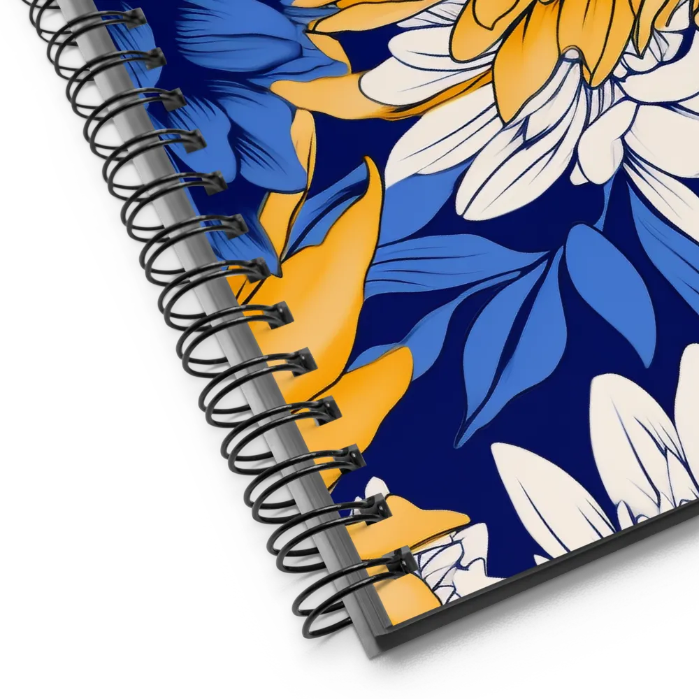 Floral Harmony in Blue and Yellow | Spiral Notebook